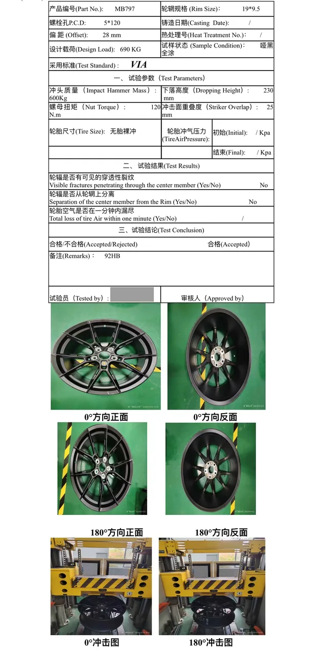 Impact test report for MB797